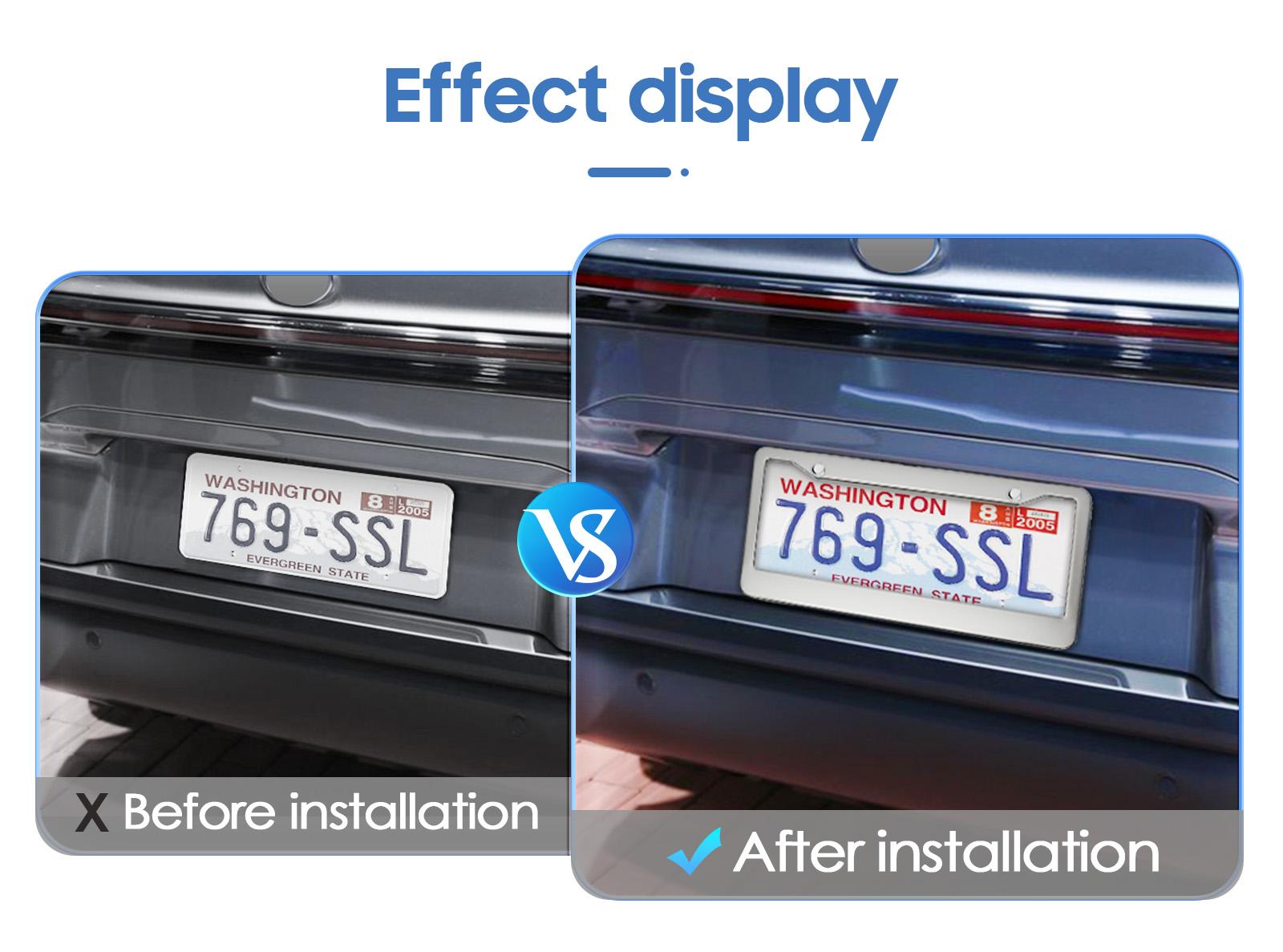 thumbnail image 2 of Car Doctor Chrome Stainless Steel License Plate Frame – 2 Pack With Screw Caps, Fits USA/Canadian Plates 2 of 4