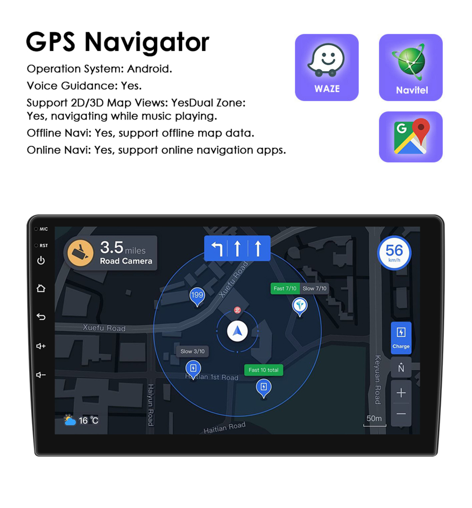 10 Inch Android 13 Car Stereo For 2011-2017 Jeep Compass Patriot – 4GB+64GB GPS Navigation